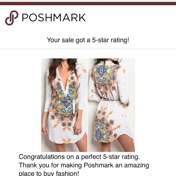 V PLUNGE WHITE PRINT DRESS & BELTED TIE AT WAIST - Picture 3 of 8